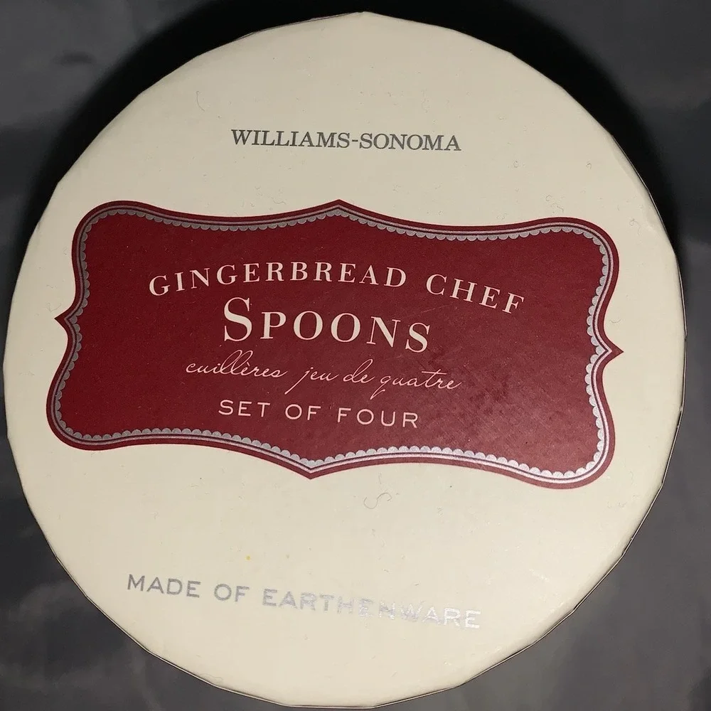 Williams Sonoma Gingerbread Chef Spoon Set of 4 Earthenware Marc Lacaze 2009 NEW